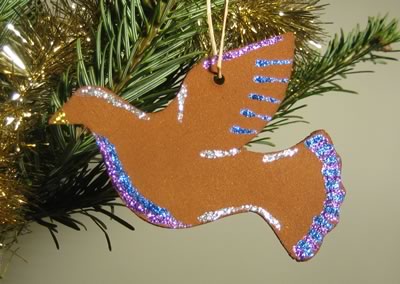 cinnamon dough ornaments glitter dove