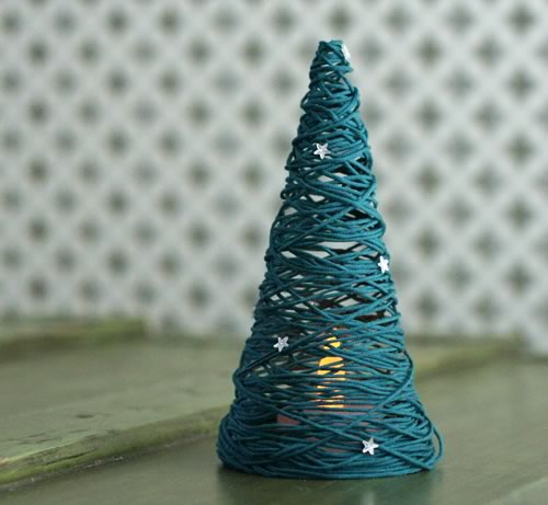 make miniature christmas tree ornaments from string string light christmas cone tree