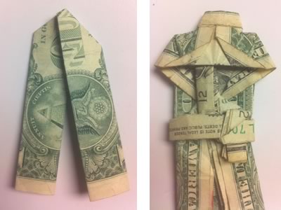 money origami suit