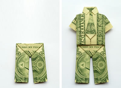 max's money origami trousers
