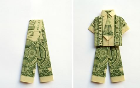 simple money origami trouser step 1