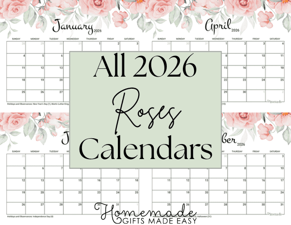 2026 Calendar Roses Twelve Month Full Year Calendar