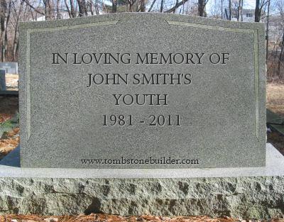30th birthday gag gift in memory of youth tombstone