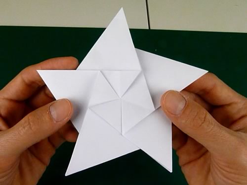 5 pointed origami star step 3d