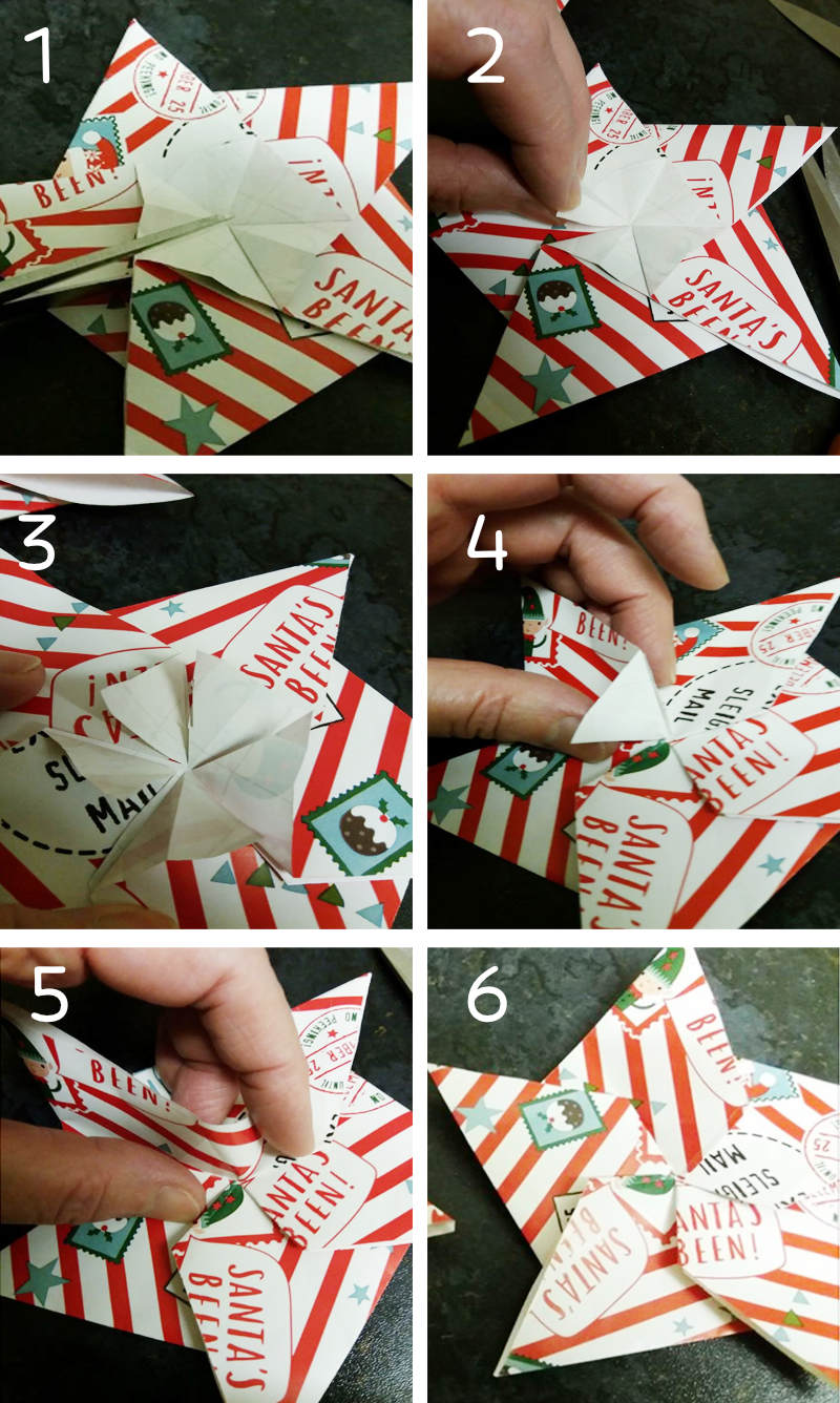 Folding 5 Pointed Origami Star Christmas Ornaments