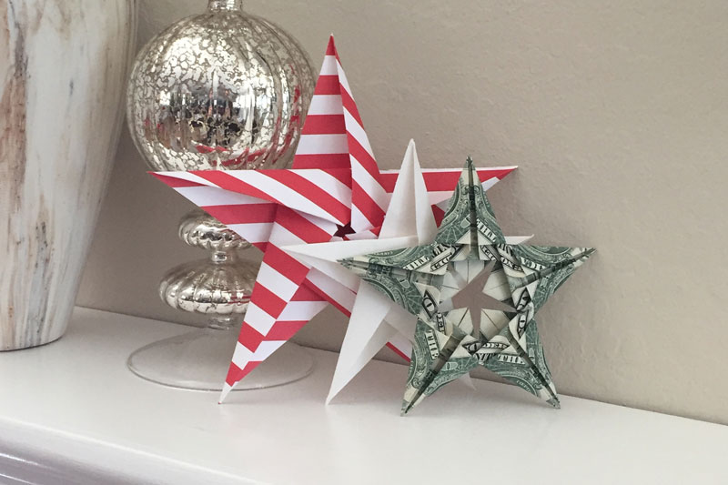 Download Folding 5 Pointed Origami Star Christmas Ornaments