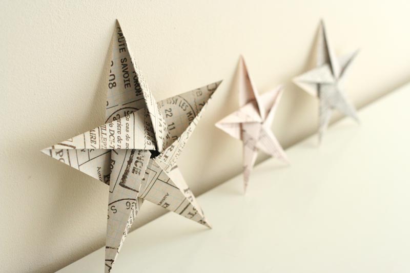 5 pointed origami star angle view
