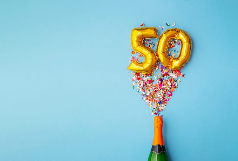 50th birthday ideas champagne balloons