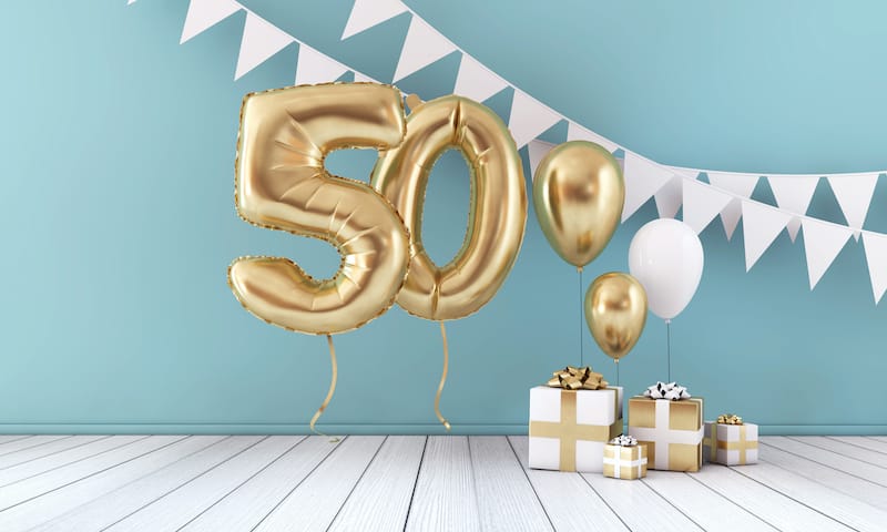 50th birthday ideas gold balloons