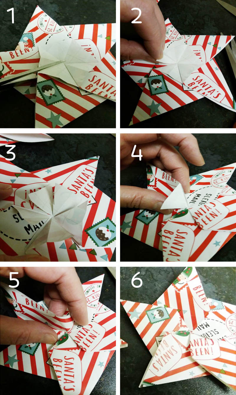 5 pointed origami star tidying the back