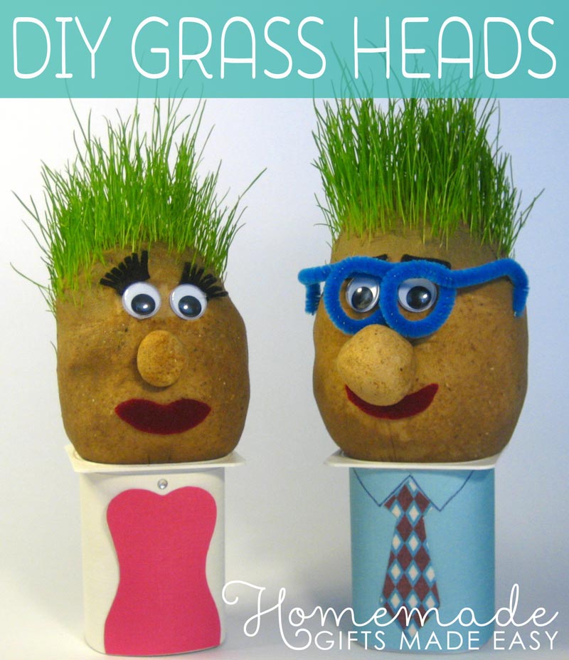 homemade birthday gag gift grass heads