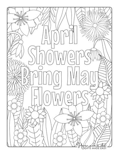 Adult Coloring Pages April Showers Bring May Flowers