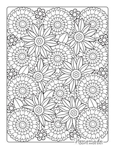 Adult Coloring Pages Flowers Sheet