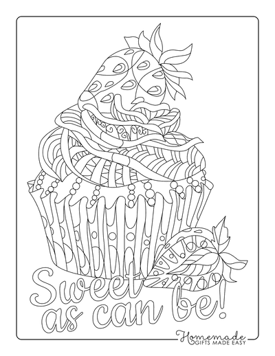 Print These Cute Cupcake Coloring Pages for Kids and Adults