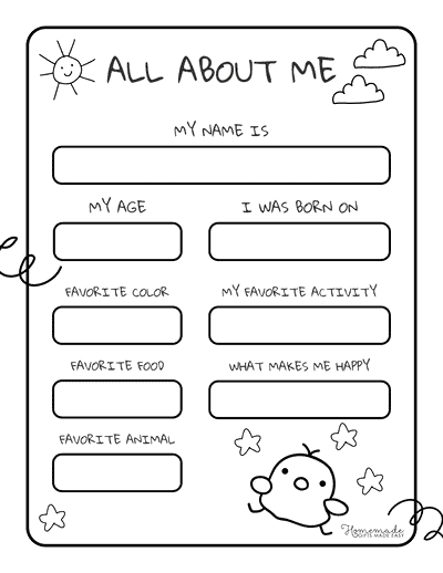 All About Me Black and White Preschool