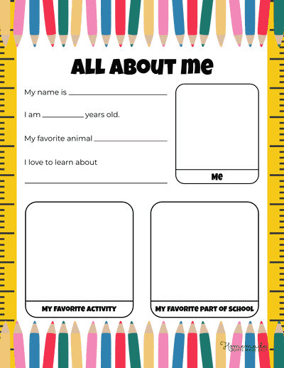 All About Me Colorful School Design Preschool