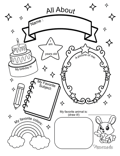 All About Me Preschool Worksheets Favorite Things