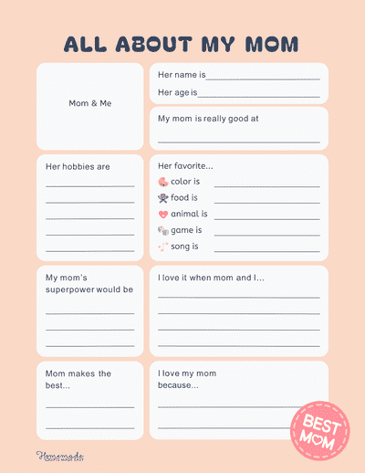 All About Mom Printable Simple Peachy Blue