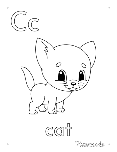Alphabet Coloring Pages Letter C Cat