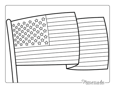 American Flag Coloring Pages Easy Us Flag Outline on Flagpole