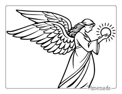 Angel Coloring Pages Realistic Angel Holding Radiant Orb