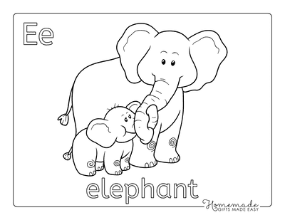 Animal Coloring Pages Elephant Mother Baby