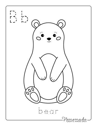 Animal Coloring Pages Letter Tracing Bear