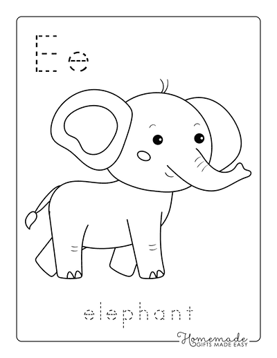 Animal Coloring Pages Letter Tracing Elephant
