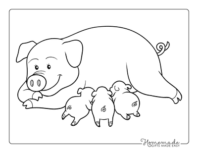 Animal Coloring Pages Pig Piglets