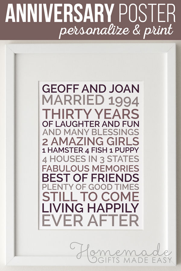 Create a personalized wedding anniversary poster gift