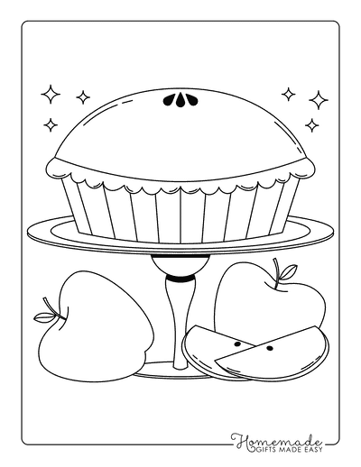 Apple Coloring Pages Hand Drawn Apple Pie Illustration to Color