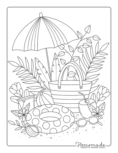 August Coloring Pages Cute Beach Vibes Aesthetic