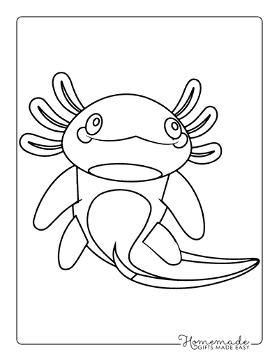 Axolotl Coloring Pages Easy Cute Axolotl Outline