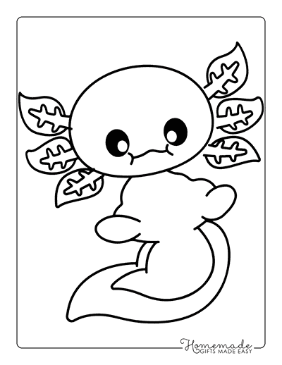 Axolotl Coloring Pages Easy Cute Kawaii Axolotl Holding Its Breath