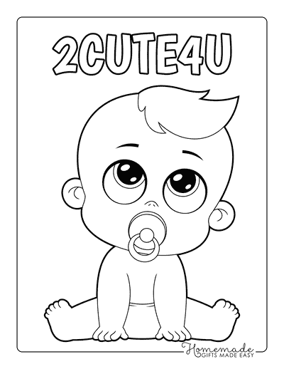 Baby Coloring Pages Cute Easy Baby With Sparkling Eyes