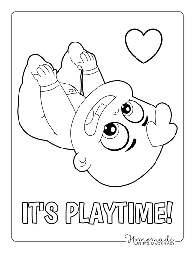 Baby Coloring Pages Cute Playful Baby Drawing Playing With Feet