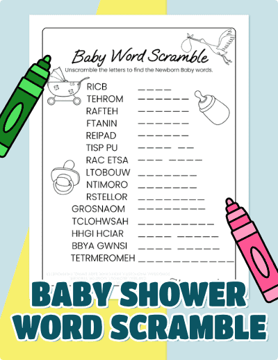 Baby Shower Word Scramble