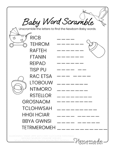 Baby Word Scramble General Easy