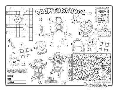 Back to School Coloring Pages Activity Sheet