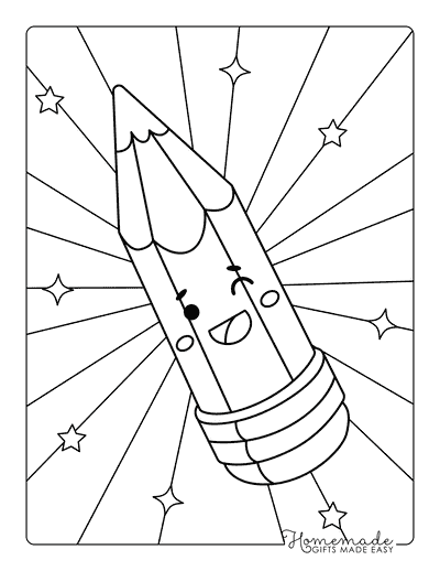 Back to School Coloring Pages Cute Easy Winking Pencil to Color