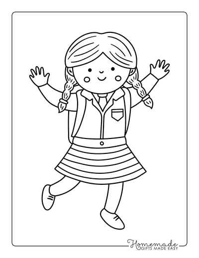 Back to School Coloring Pages Girl With Backpack