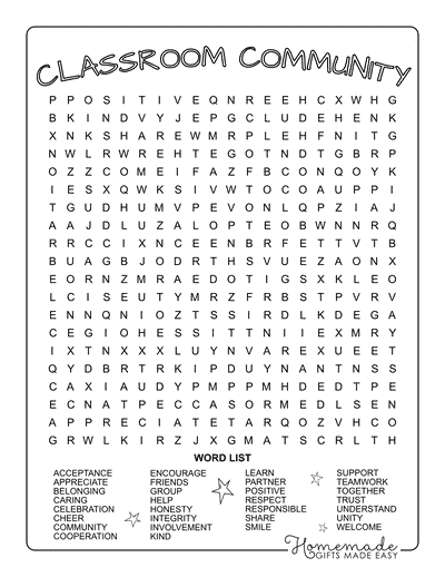 Back to School Word Search Classroom Community Hard