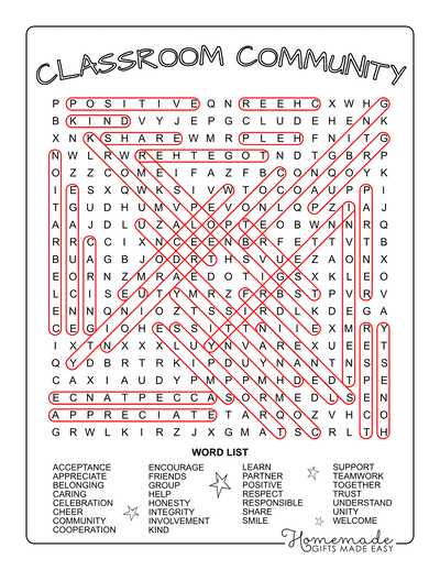 Back to School Word Search Classroom Community Hard Answers