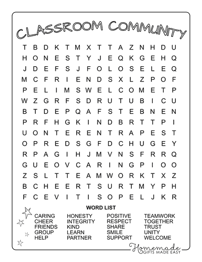 Back to School Word Search Classroom Community Medium