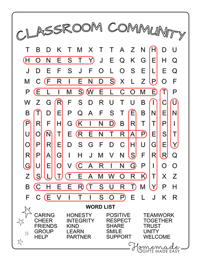 Back to School Word Search Classroom Community Medium Answers