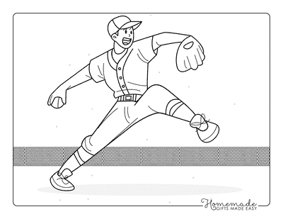 Baseball Coloring Pages Easy Cool Baseball Pitcher
