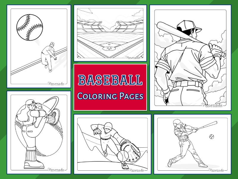 Baseball coloring pages montage