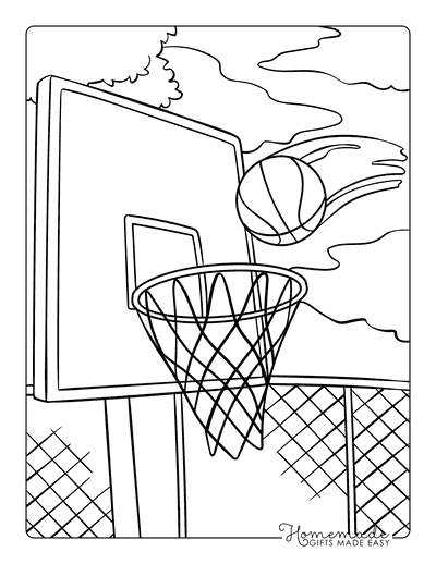 Basketball Coloring Pages Easy Basketball Hoop and Ball