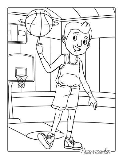 Basketball Coloring Pages Easy Basketball Player Spinning Ball on Finger