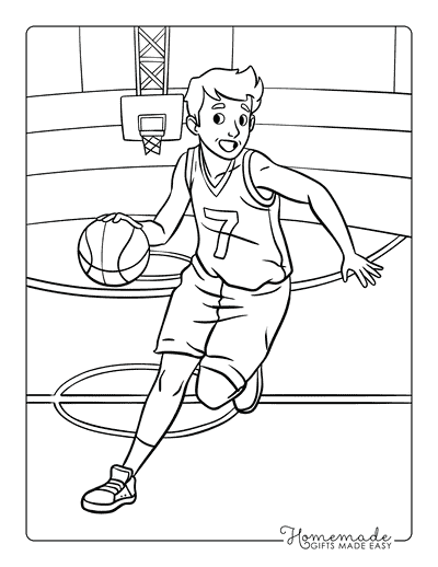 Basketball Coloring Pages Easy Cool Basketball Player Drawing